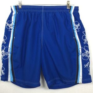 Speedo Mens XL Swim Trunks Blue Floral Star Accents Mens Swimwear Lake